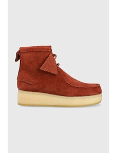 Semišové mokasíny Clarks Originals Wallabee Craft dámské, černá barva, na klínku, 26163275