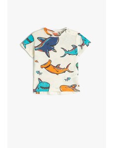 Koton Baby Boy Short Sleeve Crew Neck Shark Printed T-Shirt 3smb10330tk
