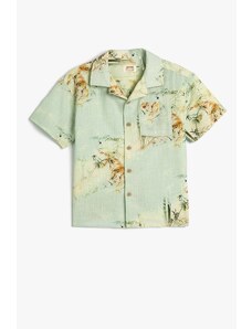 Koton Boys' Short Sleeve Tiger Print Shirt with Pockets 3skb60164tw