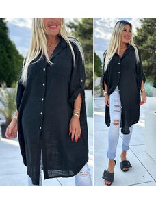 Italy moda Letní maxi košile Top, černá