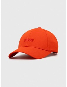 Bavlněná baseballová čepice BOSS oranžová barva, s aplikací