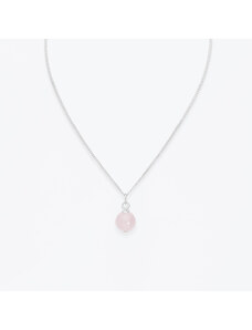 Estemia Stříbrný náhrdelník s korálkem z růženínu - Ag925