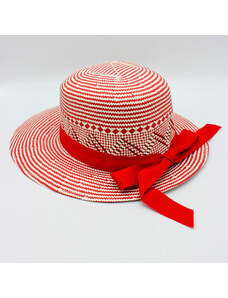 KRUMLOVANKA Červeno-bílý letní dámský klobouk P-0007/CER
