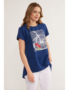 Monnari Halenky Bavlněné tričko s delšími zády Navy Blue