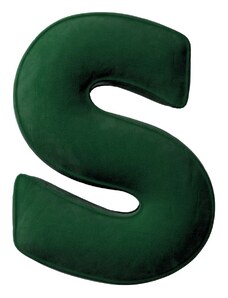 Yellow Tipi Tmavě zelený sametový polštář písmeno S 40 cm