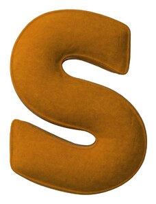 Yellow Tipi Cihlově oranžový sametový polštář písmeno S 40 cm