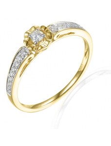 Gems, Zajímavý prsten Primrose, kombinované zlato s brilianty, vel.: 55, ø17,5 mm, 3810847-5-55-99