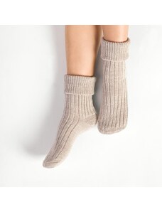 Steven Pletené ponožky na spaní 067 béžové s vlnou