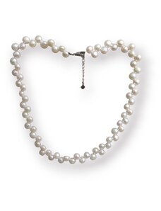 Náhrdelník s bílými říčními perlami - Meucci SPS013N