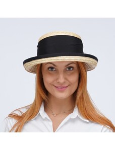 KRUMLOVANKA Letní dámský slaměný klobouk s černou stuhou 2532