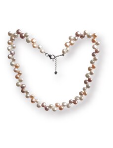 Náhrdelník s říčními perlami a stříbrným zapínáním - Meucci SPS012N