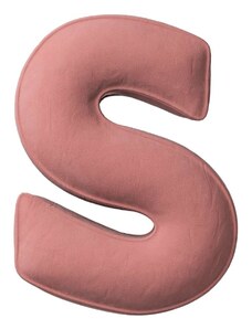 Yellow Tipi Korálově růžový sametový polštář písmeno S 40 cm