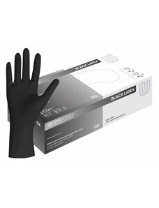 UNIGLOVES Latexové rukavice černé - Black Latex, 100 ks