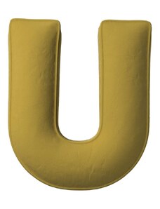 Yellow Tipi Olivově zelený sametový polštář písmeno U 40 cm
