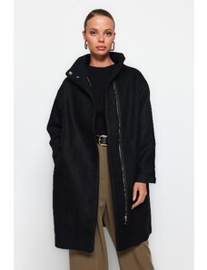 Trendyol Black Oversize široký střih dlouhý prošívaný kabát