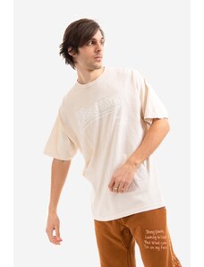 Bavlněné tričko PLEASURES béžová barva, s potiskem, P21W040-BLACK, P21W040-NATURAL