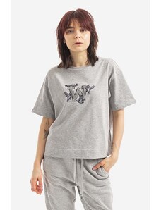 Bavlněné tričko Woolrich GRAPHIC šedá barva, CFWWTE0053FRUT2947-8041