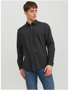 Tmavě zelená pánská kostkovaná košile Jack & Jones Gingham - Pánské