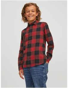 Černo-červená klučičí kostkovaná košile Jack & Jones Gingham - Kluci