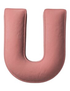 Yellow Tipi Korálově růžový sametový polštář písmeno U 40 cm