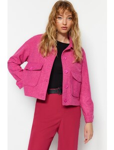 Trendyol Fuchsia Oversize Stamped Jacket Coat