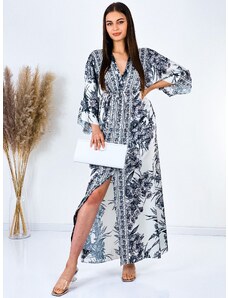 Webmoda Dámské dlouhé exkluzivní kimono/šaty s knoflíčky - černé