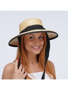 KRUMLOVANKA Letní dámský slaměný klobouk 2542 s černou stuhou