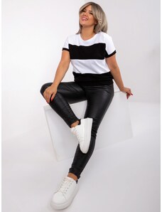 Fashionhunters Černobílá dámská pruhovaná halenka plus size