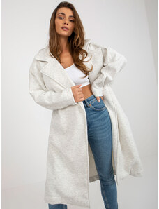 Fashionhunters Světle šedý melanžový mikinový kabát s kapsami