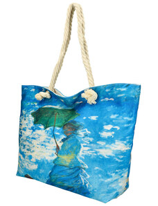 Linea Moda Velká plážová taška v malovaném designu modrá HB002