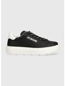 Kožené sneakers boty Love Moschino černá barva, JA15374G1HIA100A