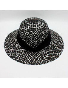 Černo-bílý letní dámský klobouk se stuhou P-0006/CRN