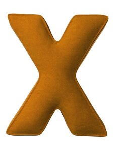 Yellow Tipi Cihlově oranžový sametový polštář písmeno X 40 cm