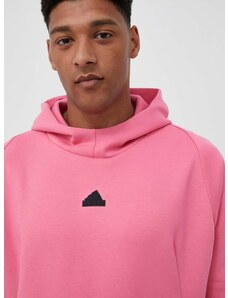 Mikina adidas ZNE pánská, růžová barva, s kapucí, s aplikací