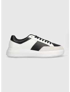 Kožené sneakers boty Calvin Klein LOW TOP LACE UP LTH bílá barva, HM0HM01047