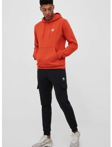 Mikina adidas Originals pánská, oranžová barva, s kapucí, hladká