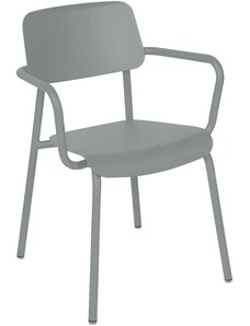Popelově šedá hliníková zahradní židle Fermob Studie s područkami