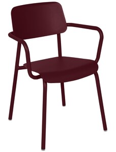 Třešňově červená hliníková zahradní židle Fermob Studie s područkami