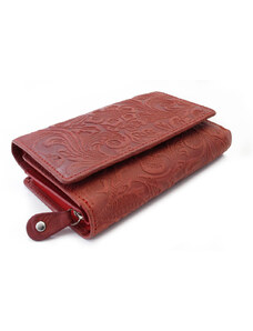 Červená dámská střední kožená peněženka s klopnou Aspasia
