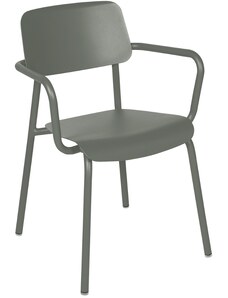 Šedozelená hliníková zahradní židle Fermob Studie s područkami
