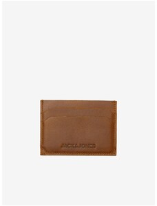 Hnědé pánské kožené pouzdro na kreditní karty Jack & Jones Side - Pánské