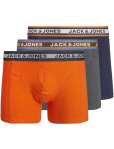 JACK & JONES Boxerky 'MYLE' námořnická modř / šedá / oranžová / bílá