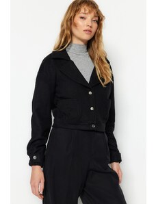 Trendyol Black Oversized Stamped Jacket Coat