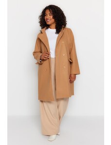 Trendyol Curve Camel Button Uzavírací kabát