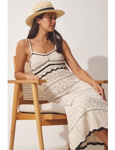 Happiness İstanbul Women's Cream Summer Long Knitwear Dress