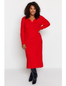 Trendyol Curve Red Polo Neck Knitwear Dress