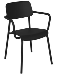 Černá hliníková zahradní židle Fermob Studie s područkami