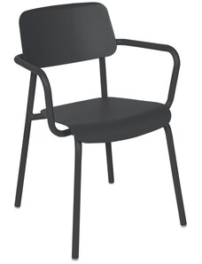 Antracitová hliníková zahradní židle Fermob Studie s područkami