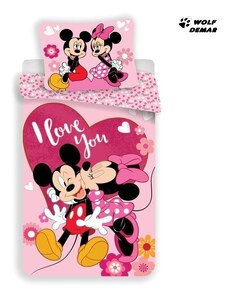 Jerry Fabrics Povlečení Mickey a Minnie Kiss micro 140x200 + 70x90 cm