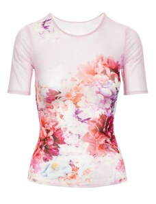 Guess Marciano dámské průhledné tričko s květy růžové
